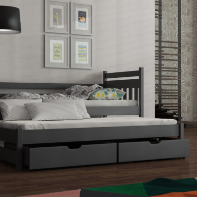 Detská posteľ s prístelkou DEBRA - 80x200, grafit