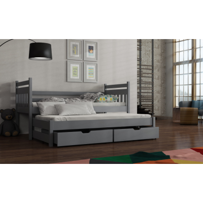 Detská posteľ s prístelkou DEBRA - 80x200, šedá