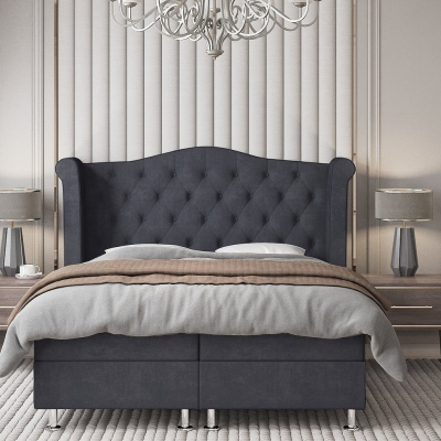 Čalúnená manželská posteľ ELSA - 160x200, čierna