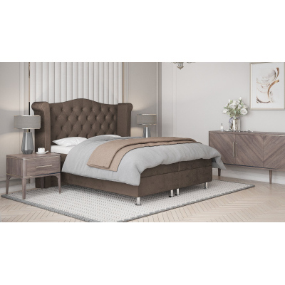 Čalúnená manželská posteľ ELSA - 160x200, hnedá