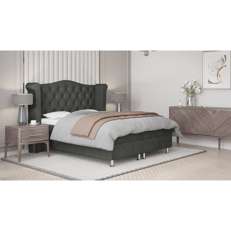 Čalúnená manželská posteľ ELSA - 180x200, tmavo šedá