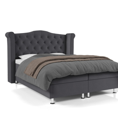 Čalúnená manželská posteľ ELSA - 160x200, tmavo šedá