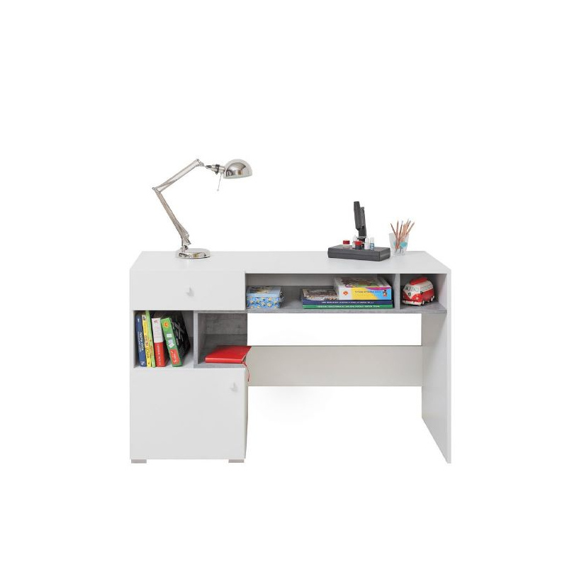 Písací stôl MUONIO - betón / biely