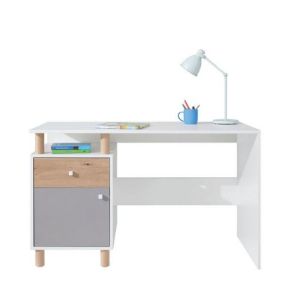 Písací stolík ALANEN - dub artisan / biely / šedý