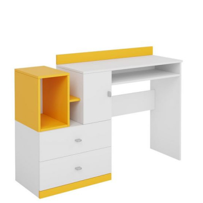 Počítačový stolík do detskej izby HARKA - biely / žltý