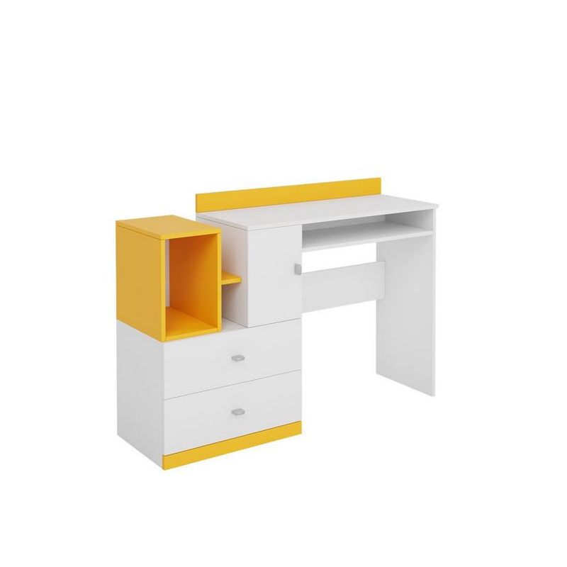 Počítačový stolík do detskej izby HARKA - biely / žltý