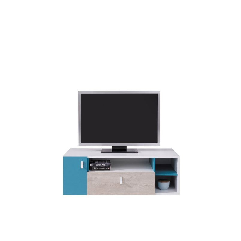 TV stolík do študentskej izby MAKKA - dub / biely / modrý
