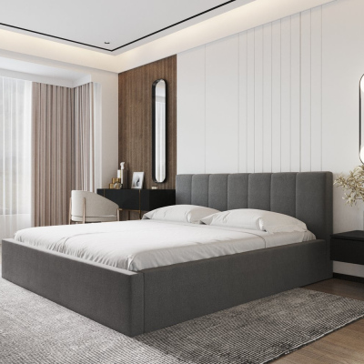 Manželská posteľ s úložným priestorom a roštom NEITRA - 180x200, šedá
