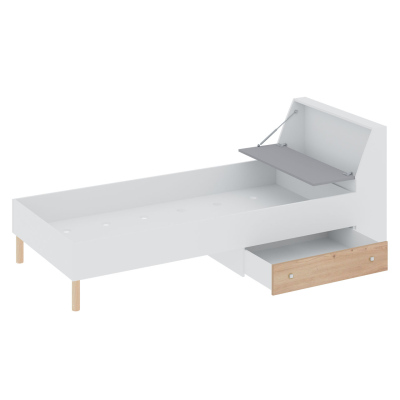 Nábytok do študentskej izby s posteľou 90x200 ALANEN 2 - dub artisan / biely / šedý