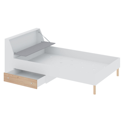 Nábytok do študentskej izby s posteľou 120x200 ALANEN 1 - dub artisan / biely / šedý