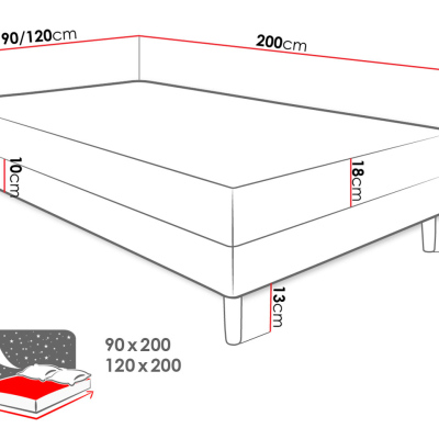 Jednolôžková čalúnená posteľ 90x200 PELLO 1 - béžová