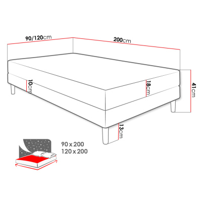 Jednolôžková čalúnená posteľ 90x200 PELLO 1 - tyrkysová