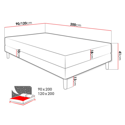 Jednolôžková čalúnená posteľ 90x200 PELLO 1 - šedá