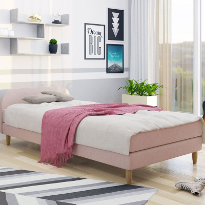 Jednolôžková čalúnená posteľ s čelom 120x200 PELLO 2 - ružová