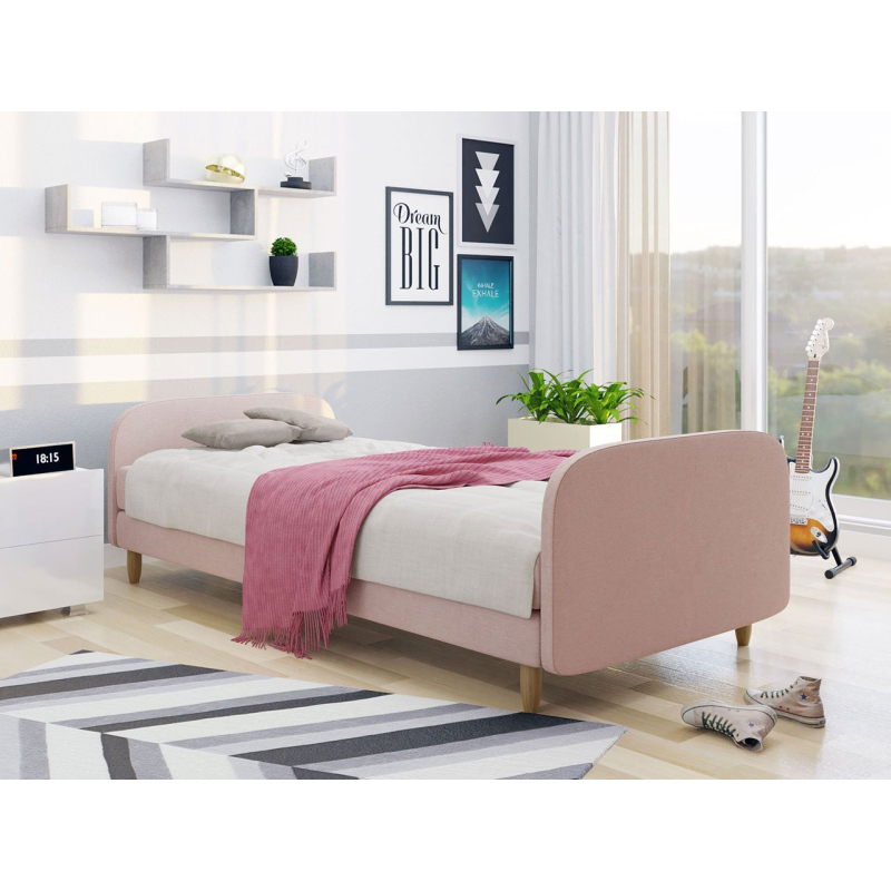Jednolôžková čalúnená posteľ s čelom 90x200 PELLO 3 - ružová