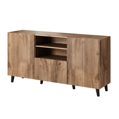 Designová kombinovaná komoda HAER 1 - dub wotan / černá