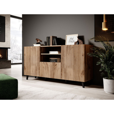 Designová kombinovaná komoda HAER 1 - dub wotan / černá