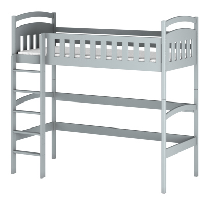 Detská jednolôžková posteľ s horným spaním MAAIKE - 80x160, šedá