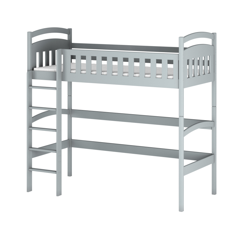 Detská jednolôžková posteľ s horným spaním MAAIKE - 80x160, šedá