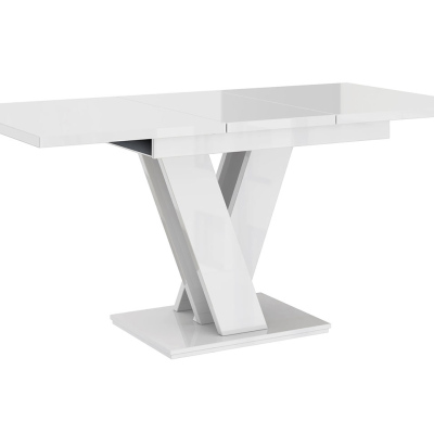 Rozkladací jedálenský stôl NAPUREN - lesklý biely