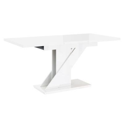Rozkladací kuchynský stôl SAUDA - lesklý čierny / lesklý biely