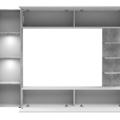Moderná obývacia stena s LED osvetlením FORDE - betón / biela