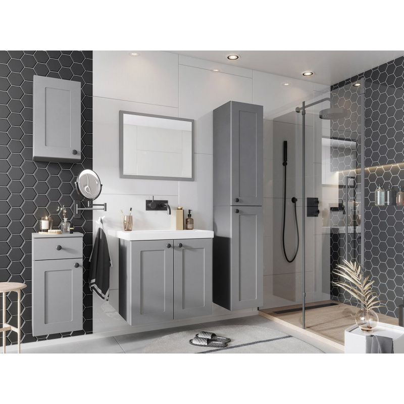 Kúpeľňový nábytok s umývadlom SYKE 1 - šedý + sifón a batéria Economico ZDARMA