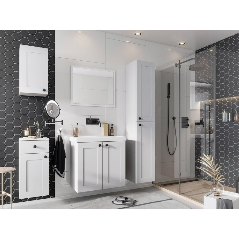 Kúpeľňový nábytok s umývadlom SYKE 1 - biely + sifón a batéria Economico ZDARMA
