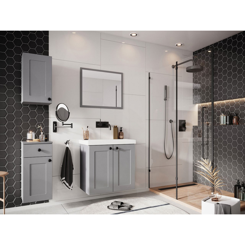Kúpeľňový nábytok s umývadlom SYKE 3 - šedý + sifón a batéria Platino ZDARMA