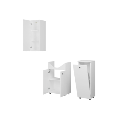 Nábytok do kúpeľne VISBEK - biely / lesklý biely + sifón a batéria Platino ZDARMA