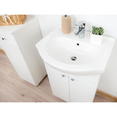 Nábytok do kúpeľne s umývadlom VISBEK - biely / lesklý biely