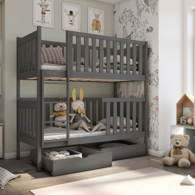 Detská posteľ so zásuvkami KARIN - 80x160, grafit