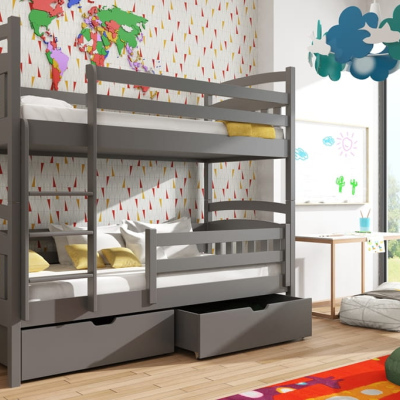 Detská poschodová posteľ s úložným priestorom LUCIE - 80x160, grafit