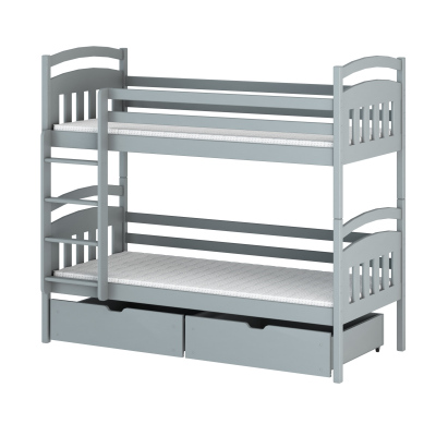 Detská poschodová posteľ s úložným priestorom LUCIE - 80x160, šedá
