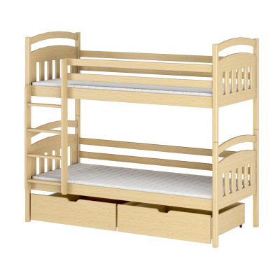 Detská poschodová posteľ s úložným priestorom LUCIE - 80x160, borovica