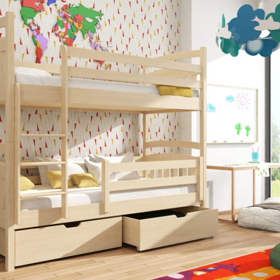 Detská poschodová posteľ s úložným priestorom LUCIE - 80x160, borovica