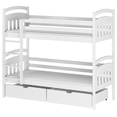 Detská poschodová posteľ s úložným priestorom LUCIE - 80x200, biela