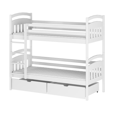 Detská poschodová posteľ s úložným priestorom LUCIE - 80x200, biela