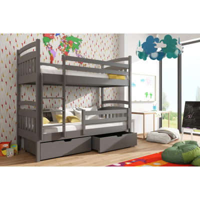 Detská poschodová posteľ s úložným priestorom LUCIE - 80x200, grafit