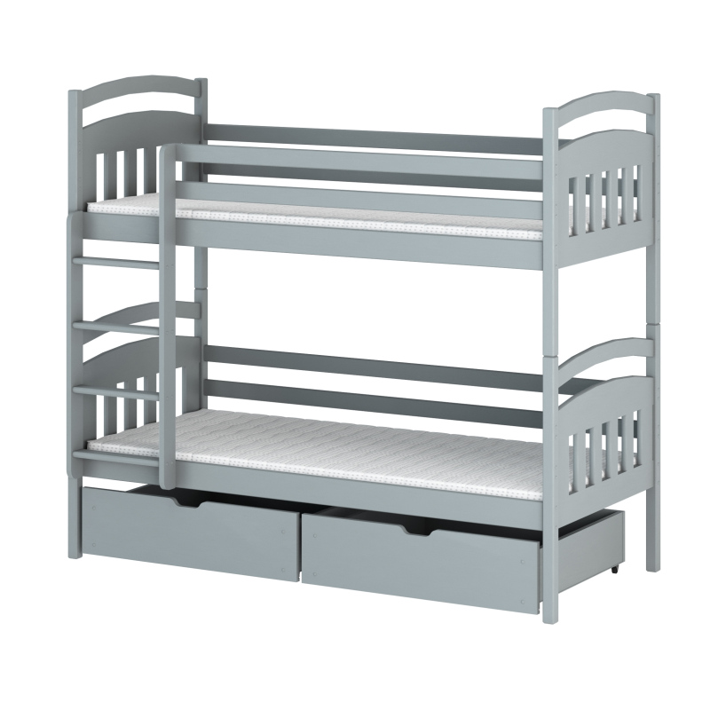 Detská poschodová posteľ s úložným priestorom LUCIE - 80x200, šedá