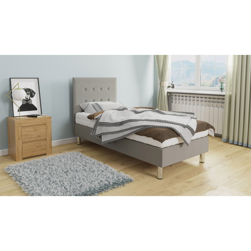 Kontinentálna jednolôžková posteľ 90x200 NECHLIN 1 - svetlá šedá
