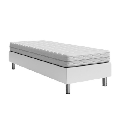 Čalúnená jednolôžková posteľ 120x200 NECHLIN 2 - biela ekokoža