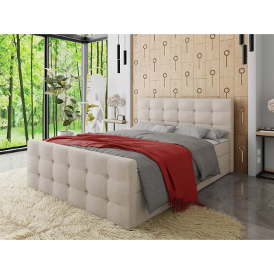 Americká čalúnená manželská posteľ 140x200 RANON 1 - béžová + topper ZDARMA