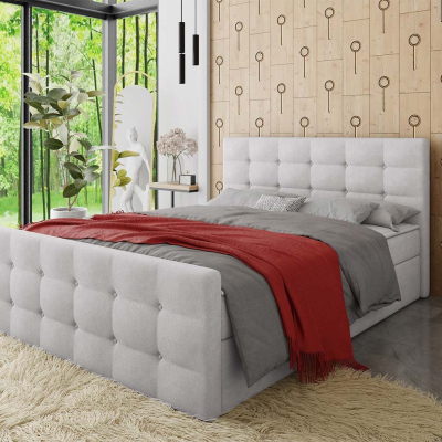 Americká čalúnená manželská posteľ 180x200 RANON 1 - svetlá šedá + topper ZDARMA