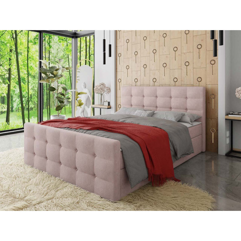 Americká čalúnená manželská posteľ 180x200 RANON 1 - ružová + topper ZDARMA