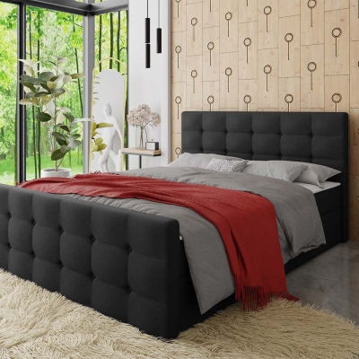 Americká čalúnená manželská posteľ 180x200 RANON 1 - čierna + topper ZDARMA