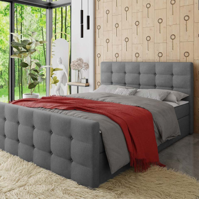 Americká čalúnená manželská posteľ 160x200 RANON 1 - šedá + topper ZDARMA