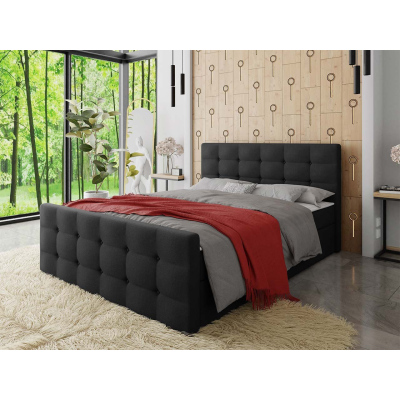 Americká čalúnená manželská posteľ 160x200 RANON 1 - čierna + topper ZDARMA