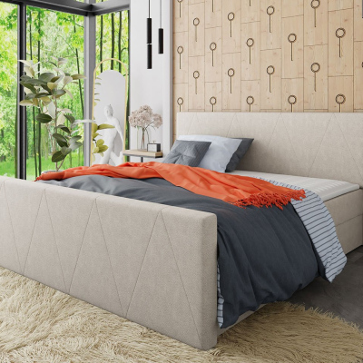 Americká manželská posteľ s vysokým čelom 180x200 RANON 3 - béžová + topper ZDARMA
