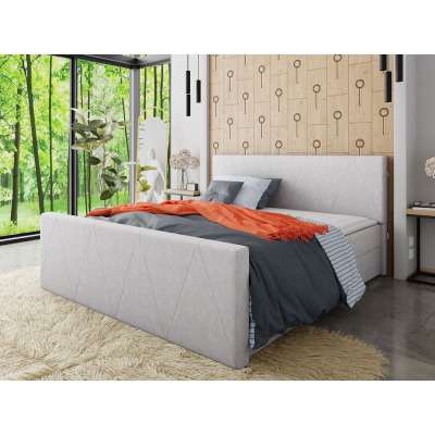 Americká manželská posteľ s vysokým čelom 160x200 RANON 3 - svetlá šedá + topper ZDARMA